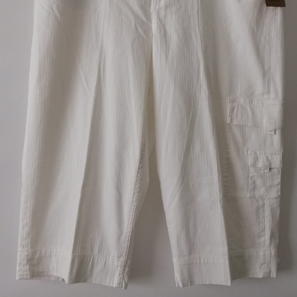 Coldwater Creek Women's White Ripstop Calypso Crop Capri Pants Size 14 New - Picture 4 of 6